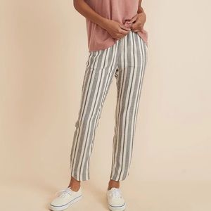 Marine Layer Allison Pant in White/Navy Stripe
